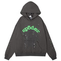 Sp5der Green Foam Printing High Weight Hoodie-Grey #8209