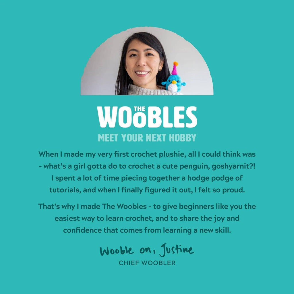 Woobles Beginner Crochet Kit - Rainbow Narwhal