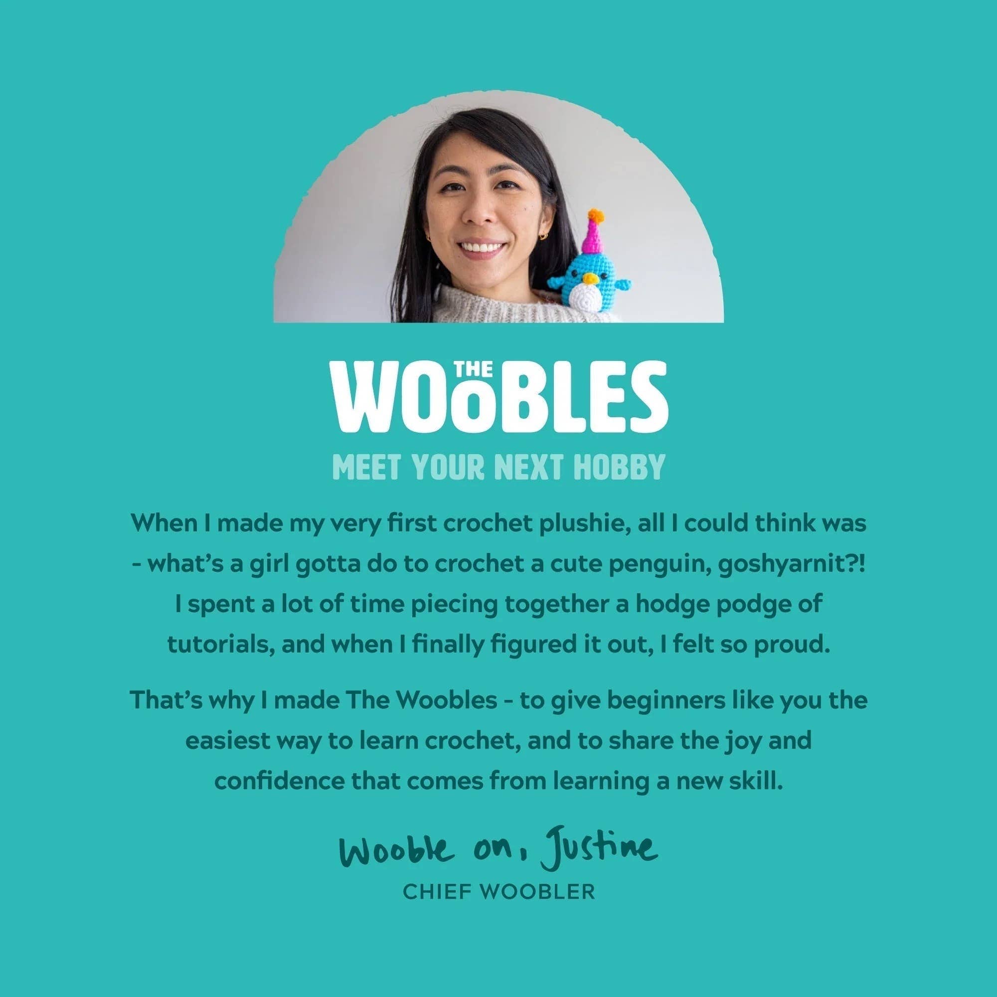 Woobles Beginner Crochet Kit - Rainbow Narwhal