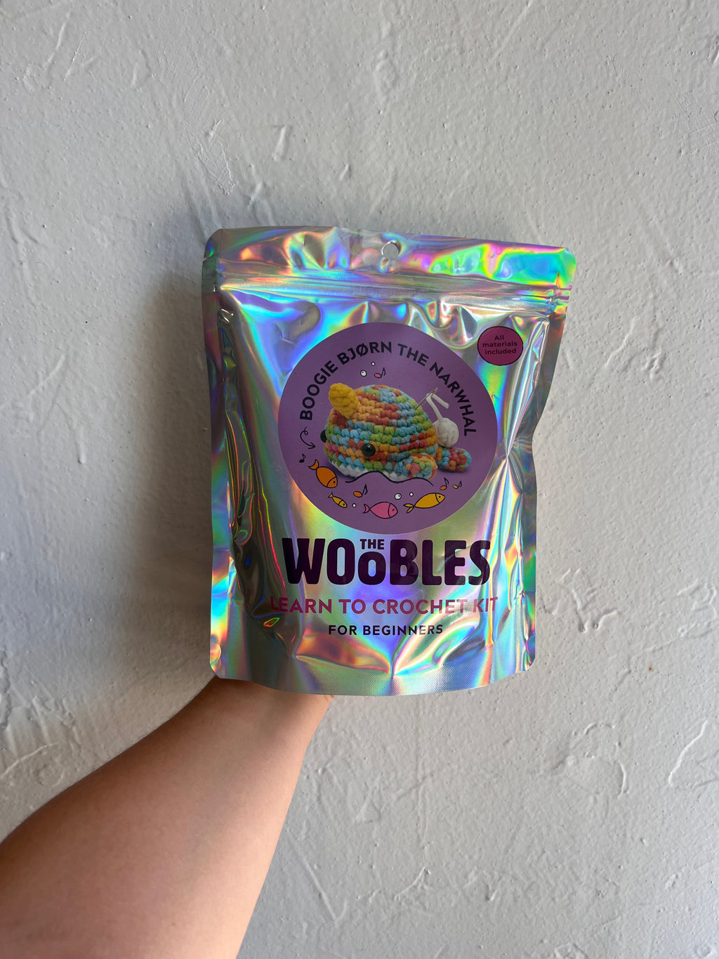 Woobles Beginner Crochet Kit - Rainbow Narwhal